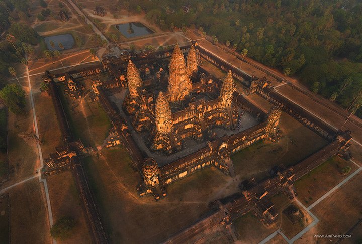 Vista áerea de templo en Angkor Wat Camboya