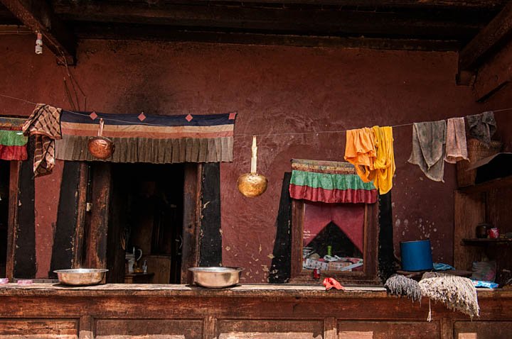 Fachada de una casa tibetana