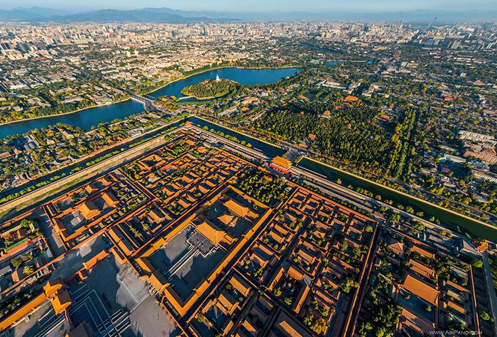 Foto aérea de la Ciudad Prohibida en Pekín, China