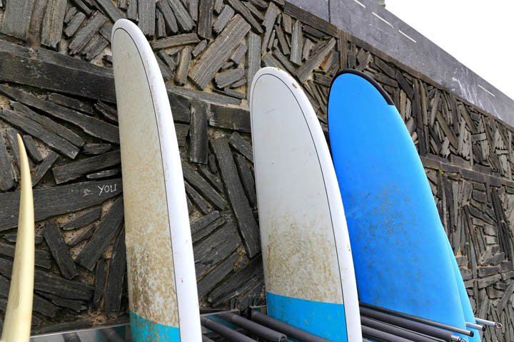 zurriola beach and surfboards